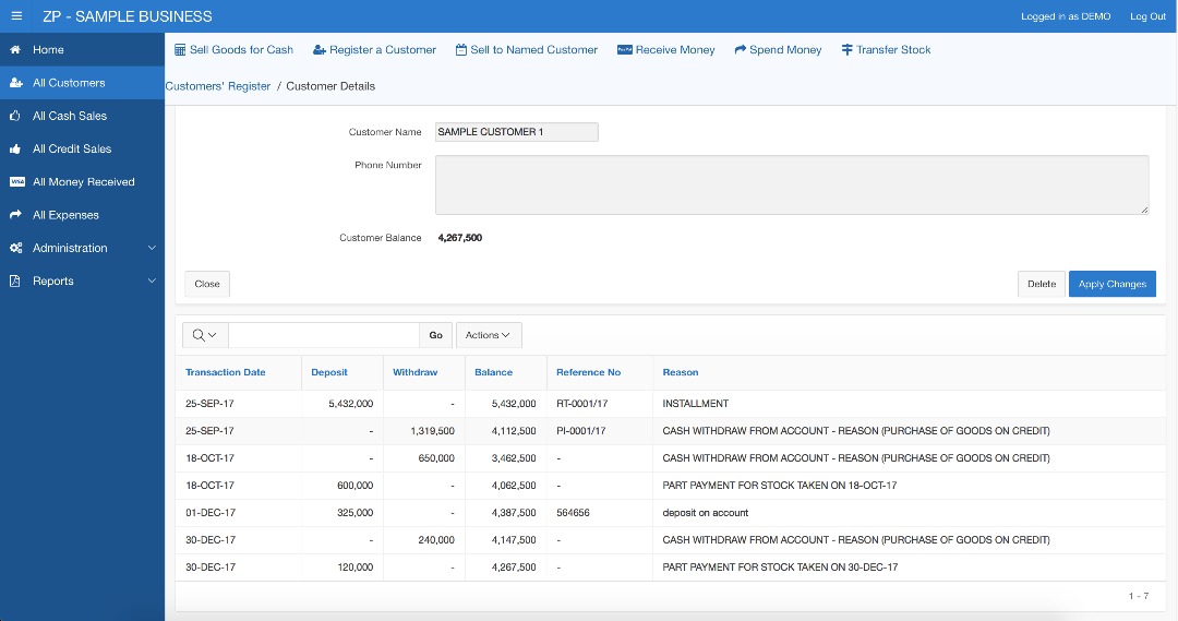 Customer Account Statement